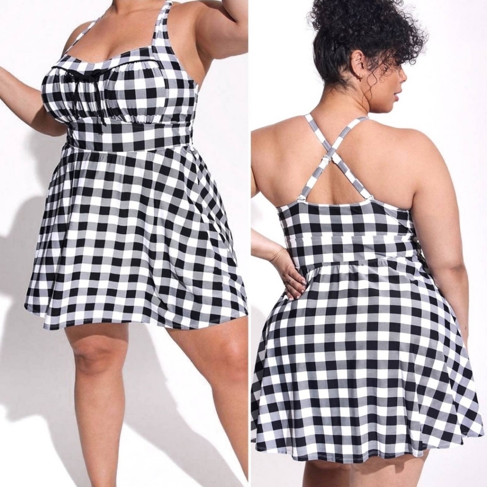 Torrid Retro Chic Gingham Swim Dress